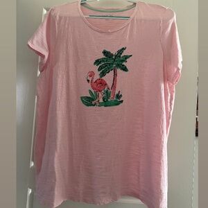 Kim Rogers Womens Pink Flamingo Shirt